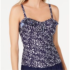 New Island Escape Black Floral Tiered Tankini Top